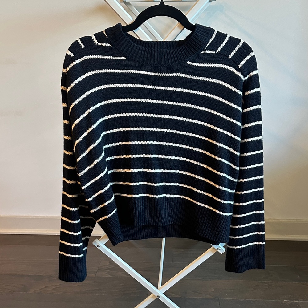 Tahari Navy and White Striped Sweater